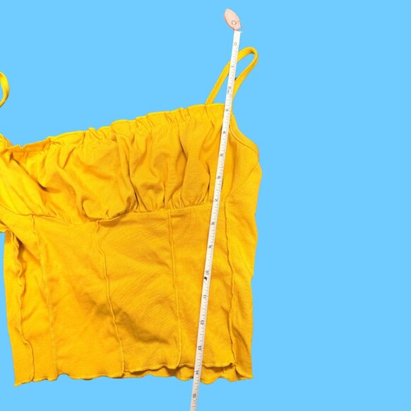 ✨ SHEIN Yellow Ruched Corset Crop Top (Size M) - Picture 4 of 6